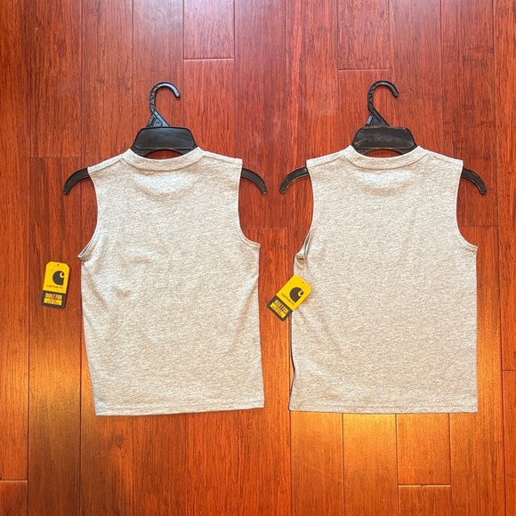 NWT 2x Carhartt Kids 5T Tractor Graphic Light Gray Matching Tank Tops - Picture 5 of 5